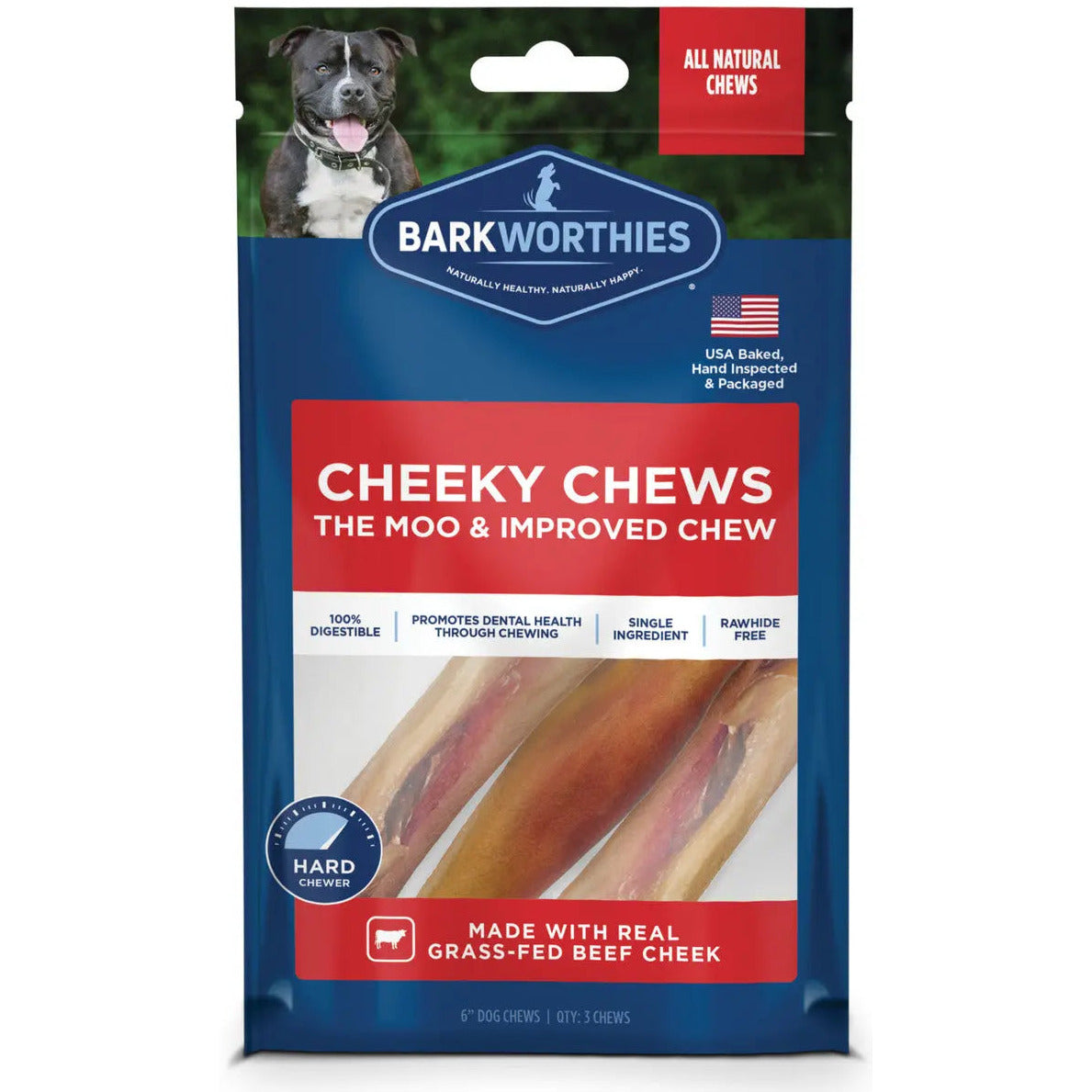 Barkworthies 6" Beef Cheek Sticks Dog Chews Barkworthies