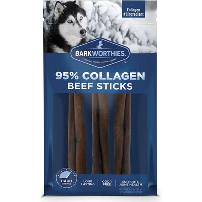 Barkworthies Collagen Beef Sticks Plain 6" 3pk Barkworthies