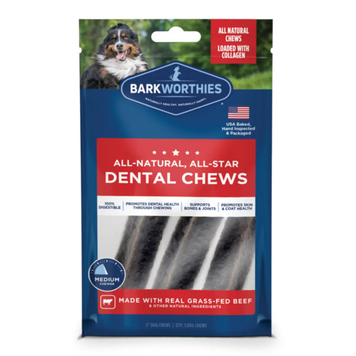 Barkworthies Dental Collagen Natural Dog Chews for Puppy Teething Barkworthies