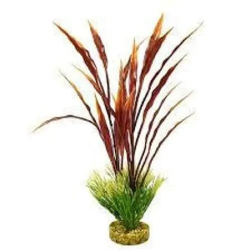 Blue Ribbon Colorburst Florals Gravel Base Atoll Grass Plant Red And Green 15in Blue Ribbon Pet