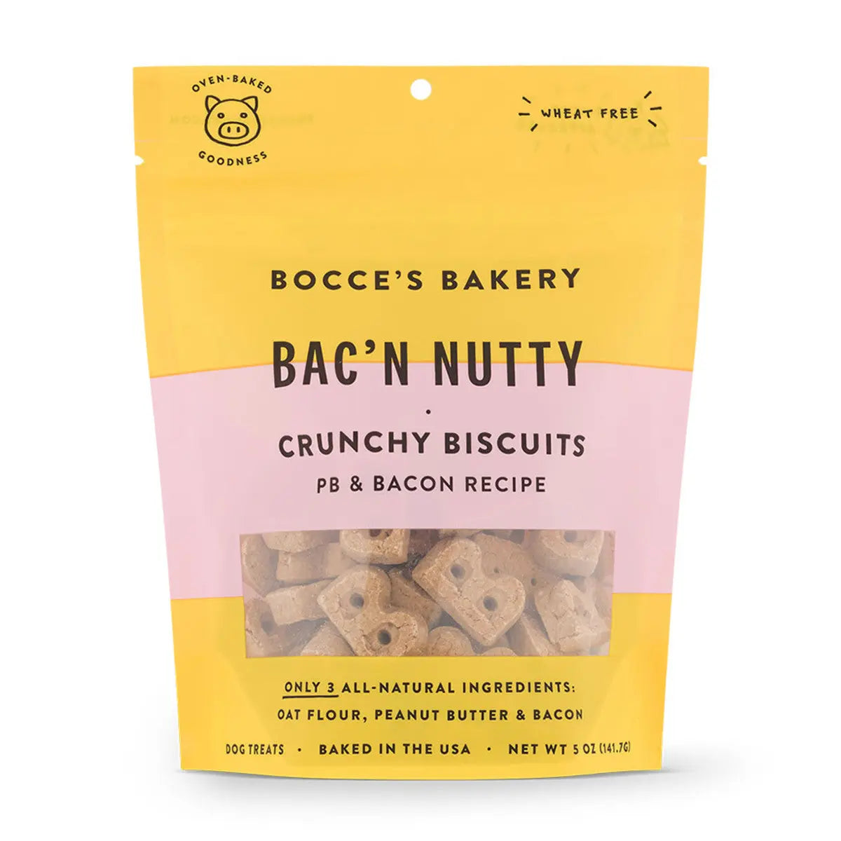 Bocce's Bakery Bac'N Nutty 5oz Biscuit Bags Dog Treats Bocce's Bakery