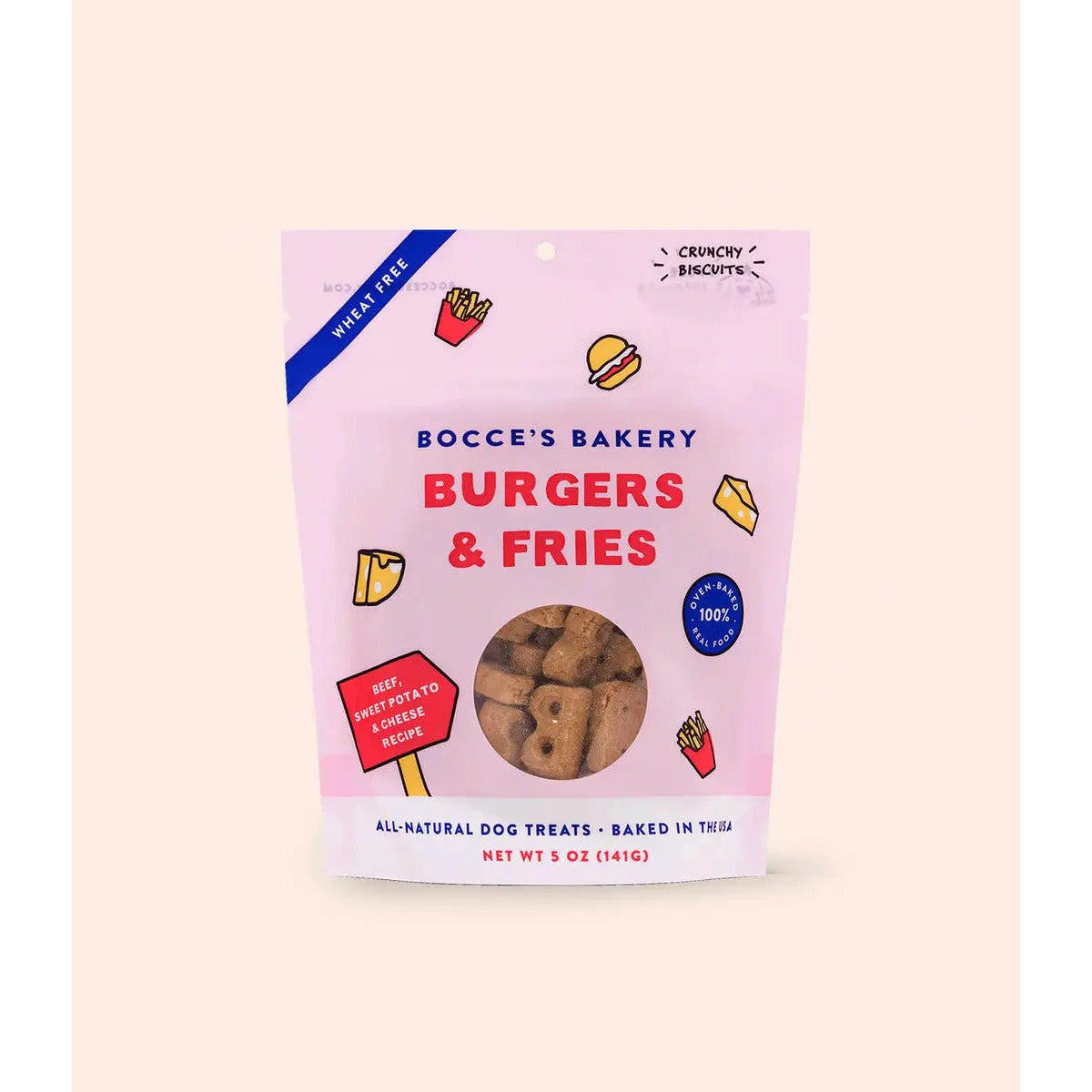 Bocce's Bakery Burgers & Fries 5oz Biscuits Dog Treats Bocce's Bakery