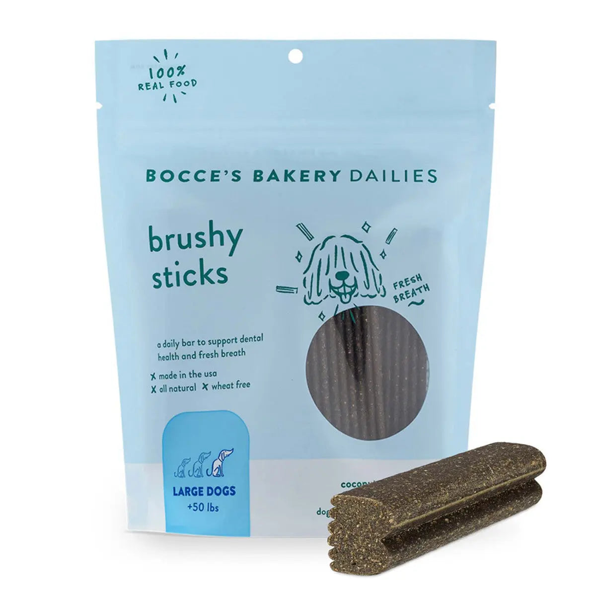 Bocce's Bakery Dailies 13oz Brushy Sticks Dog Large Dental Treats Bocce's Bakery