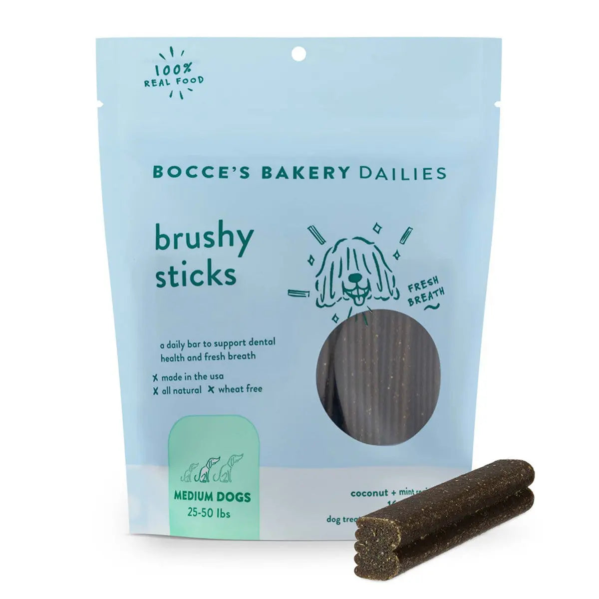 Bocce's Bakery Dailies 13oz Brushy Sticks Medium Dog Dental Treats Bocce's Bakery