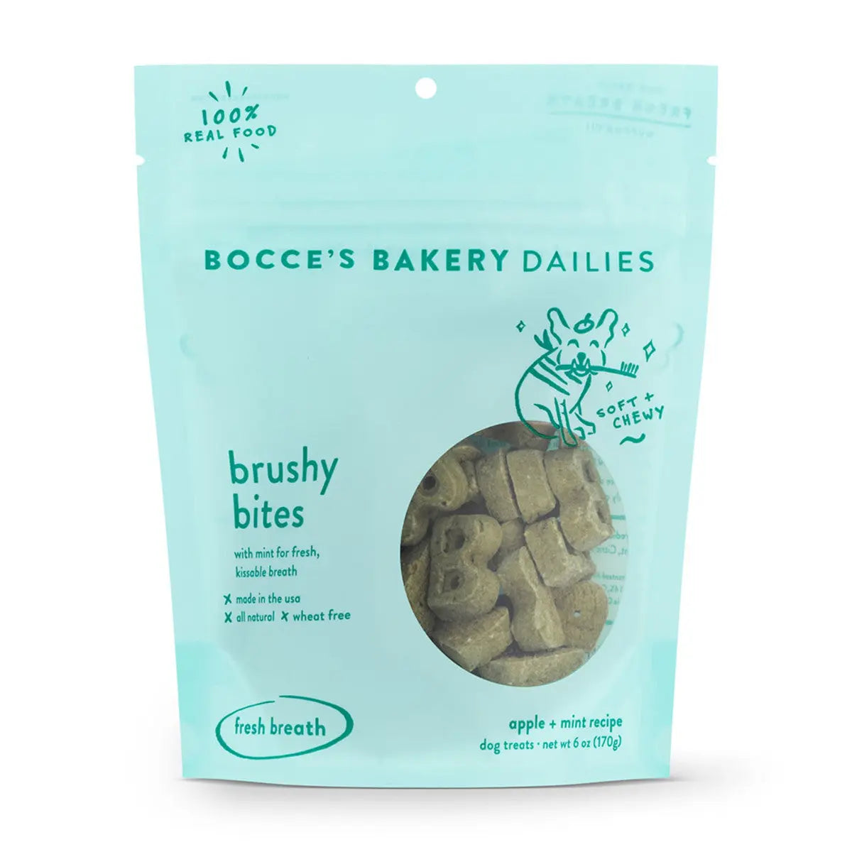 Bocce's Bakery Dailies Brushy Bites 6oz Soft & Chewy Dog Treats Bocce's Bakery