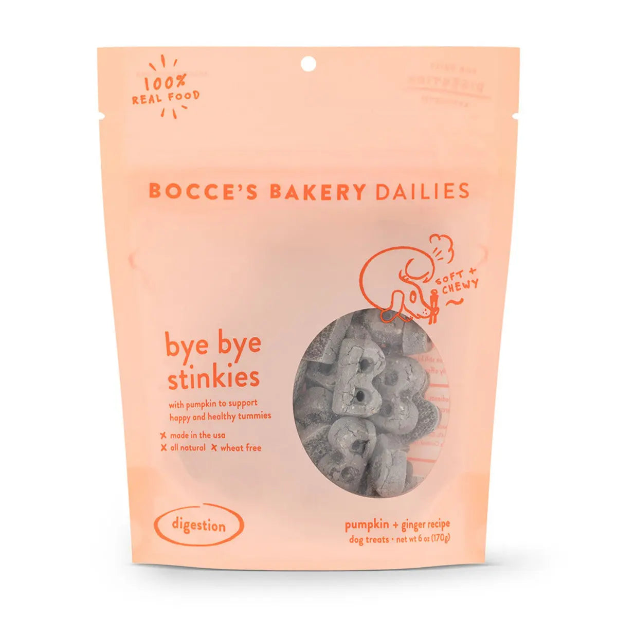 Bocce's Bakery Dailies Bye Bye Stinkies 6oz Soft & Chewy Dog Tre Bocce's Bakery