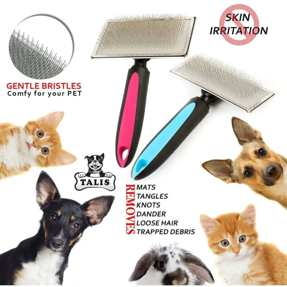 Brush Pet Slicker Grooming Dog Cat Hair Shedding Comb Self Cleaning Fur Tool Talis Us