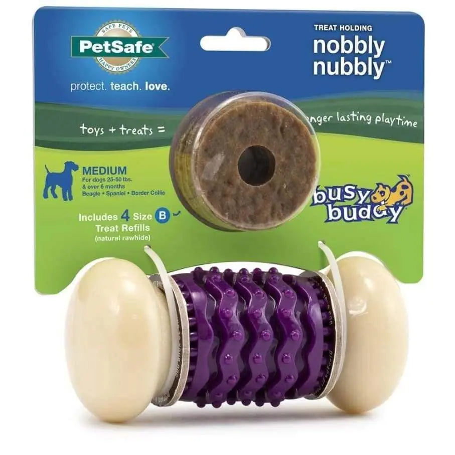 Busy Buddy Nobbly Nubbly Dog Toy Purple, White Busy Buddy CPD