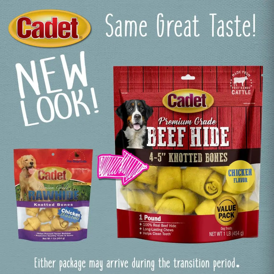 Cadet Beef Hide Knotted Dog Chews 4-5 in, 1 lb Cadet