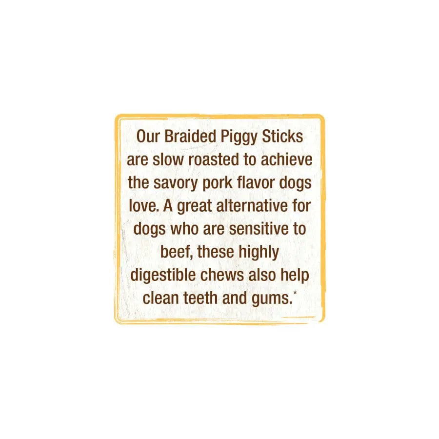 Cadet Farm to Paws Braided Piggy Sticks - Natural Dog Treats Cadet