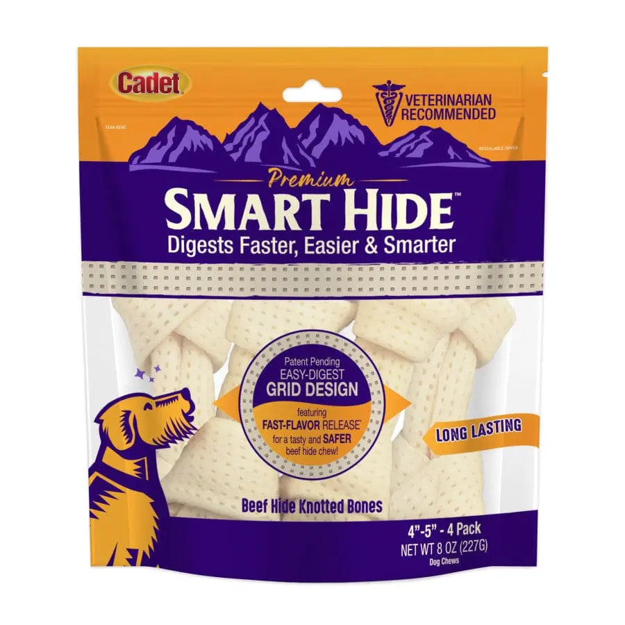 Cadet Smart Hide Easily Digestible Rawhide Knotted Bone for Dogs Cadet