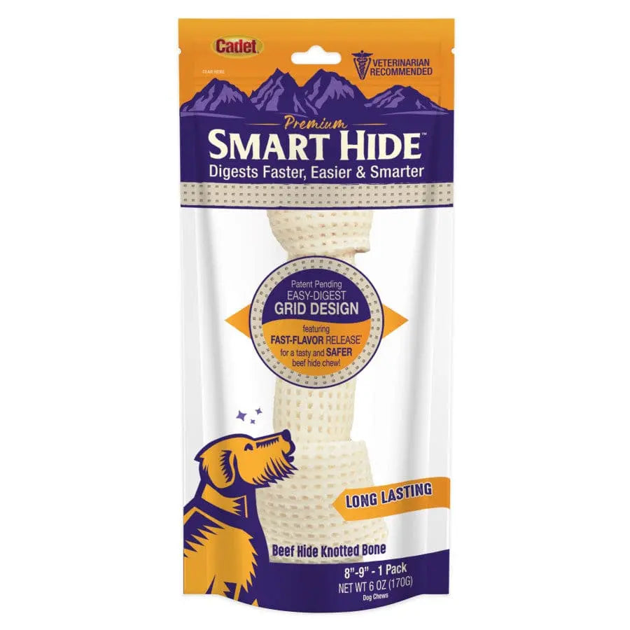Cadet Smart Hide Easily Digestible Rawhide Knotted Bone for Dogs Cadet