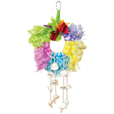 Calypso Creations Ropes and Shell Ring Bird Toy Multi-Color 5 In X 12 in, Large Prevue Pet CPD