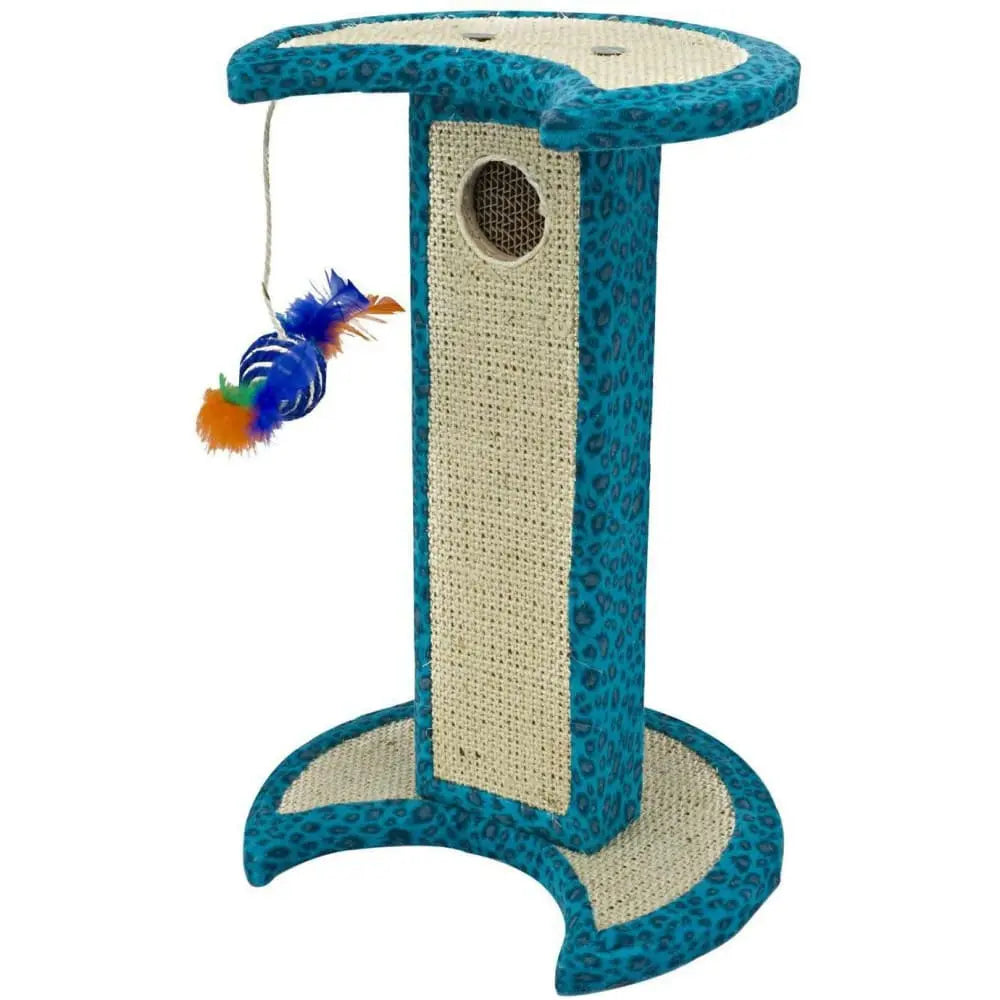 Cat Scratching Post Sisal with Swatting Toy, Blue Leopard Print Penn-Plax
