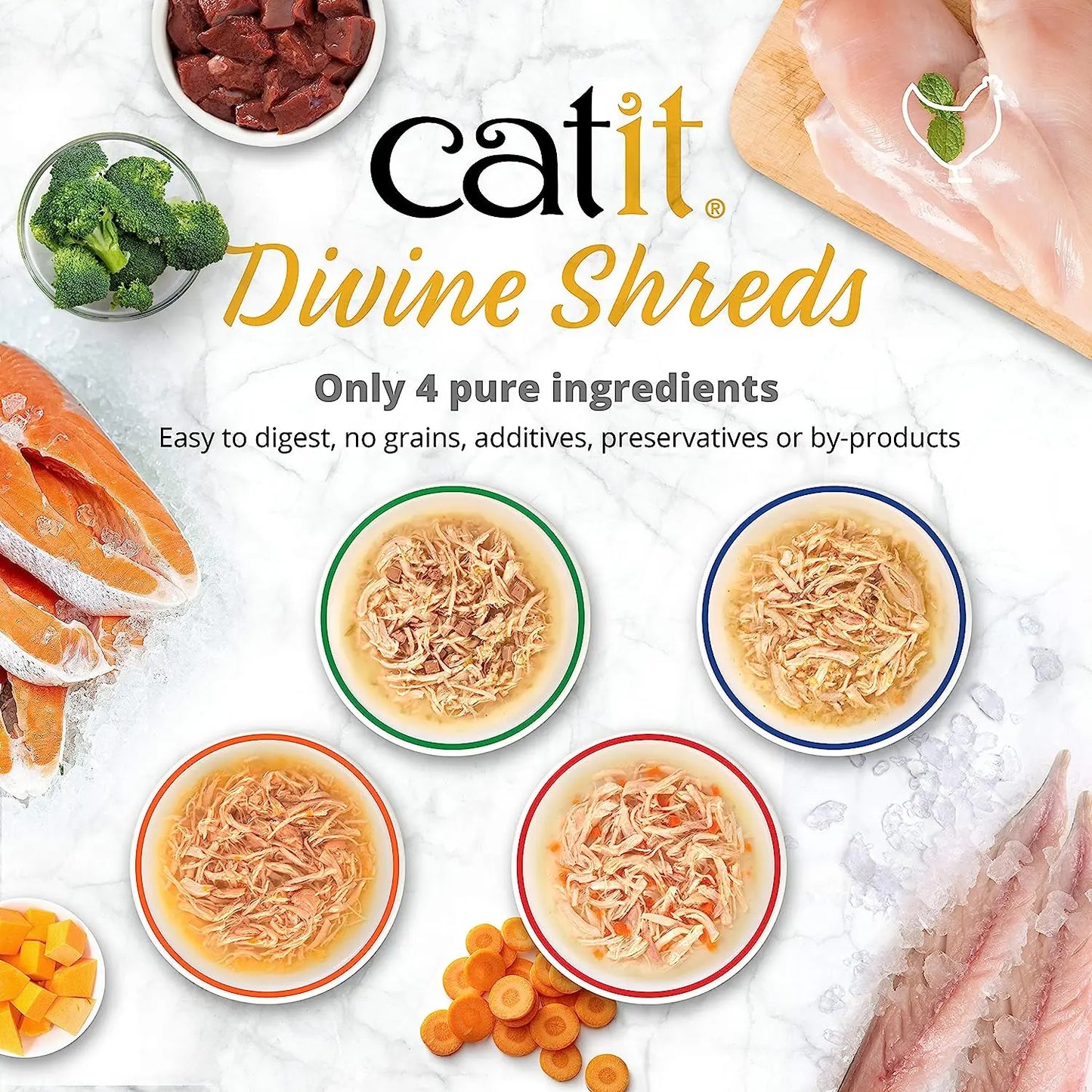 Catit Divine Shreds Chicken with Liver and Broccoli CatIt