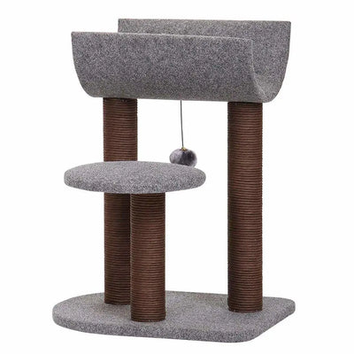 Catry, Cat Tree Cat Tower for Cat Activity with Scratching Post Paper Rope Toy Ball, Felt, Gray PetPals Group