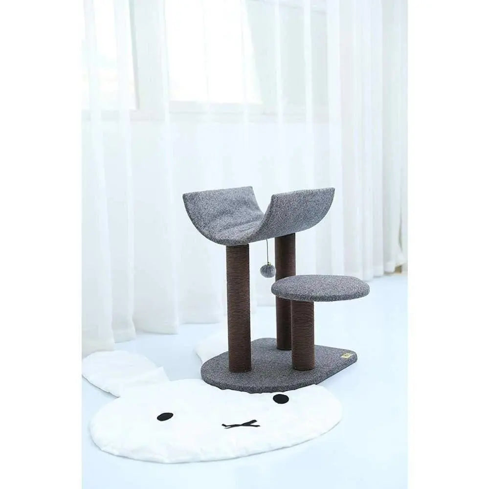 Catry, Cat Tree Cat Tower for Cat Activity with Scratching Post Paper Rope Toy Ball, Felt, Gray PetPals Group