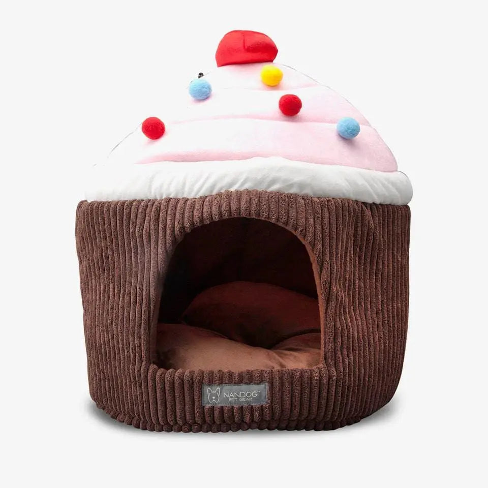 Chocolate Cupcake Cat Bed Fur Every Occasion Micro-Plush Pet Beds Nandog Pet Gear WP
