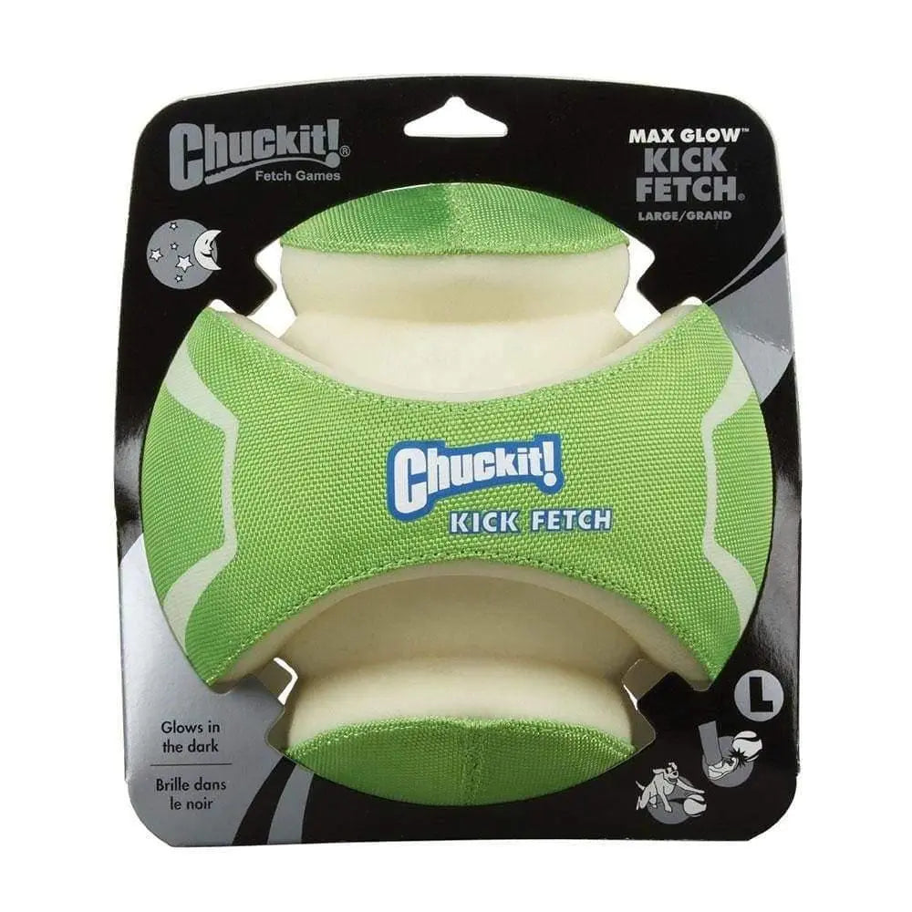 Chuckit!® Kick Fetch Max Glow Dog Toys Glow Green/White Color Large Chuckit!®