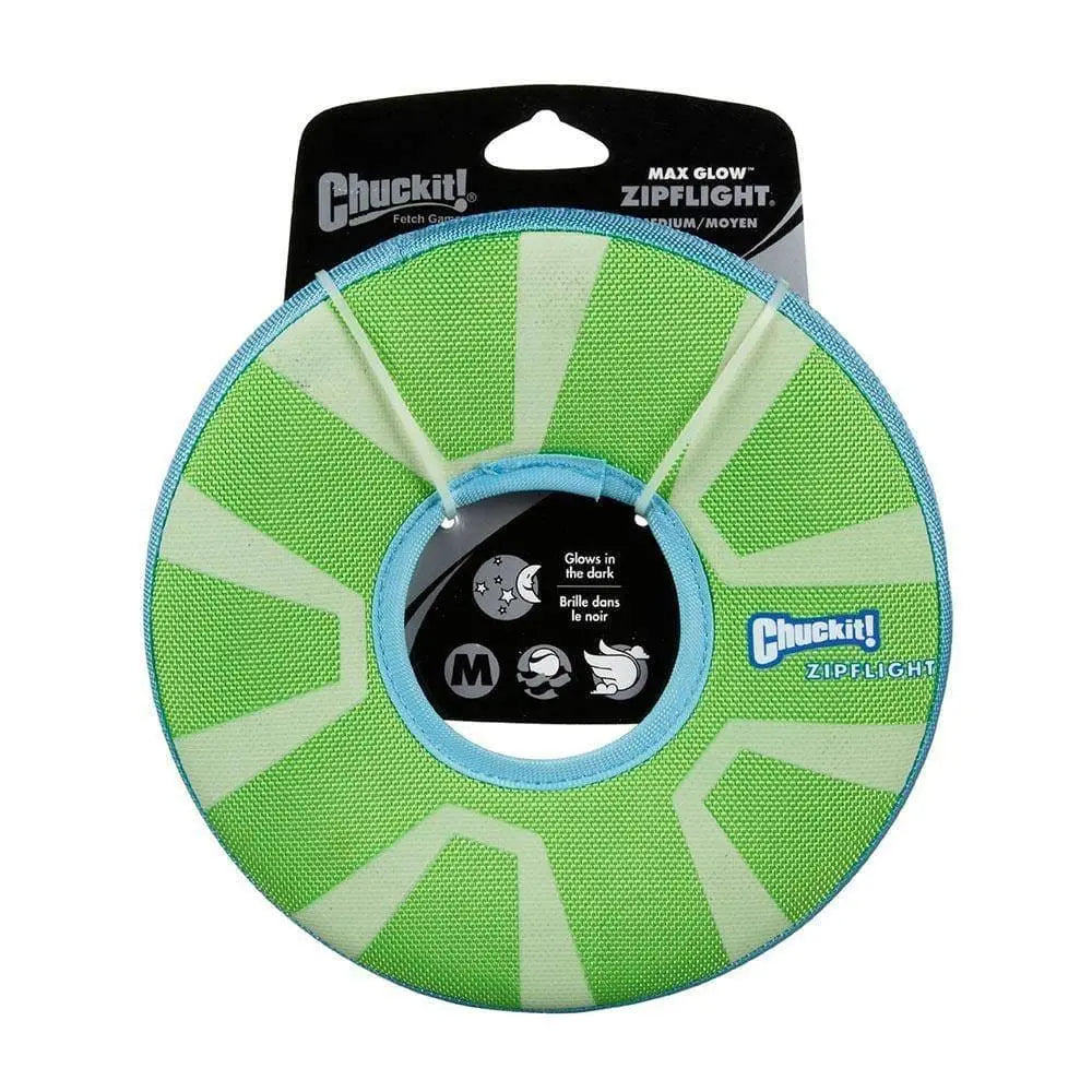 Chuckit!® Zipflight Max Glow Dog Toys Glow Green/White Color Medium Chuckit!®