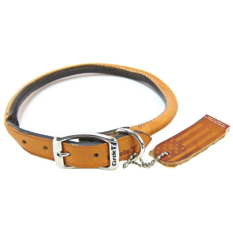 Circle T Leather Round Dog Collar Tan Circle T Leather