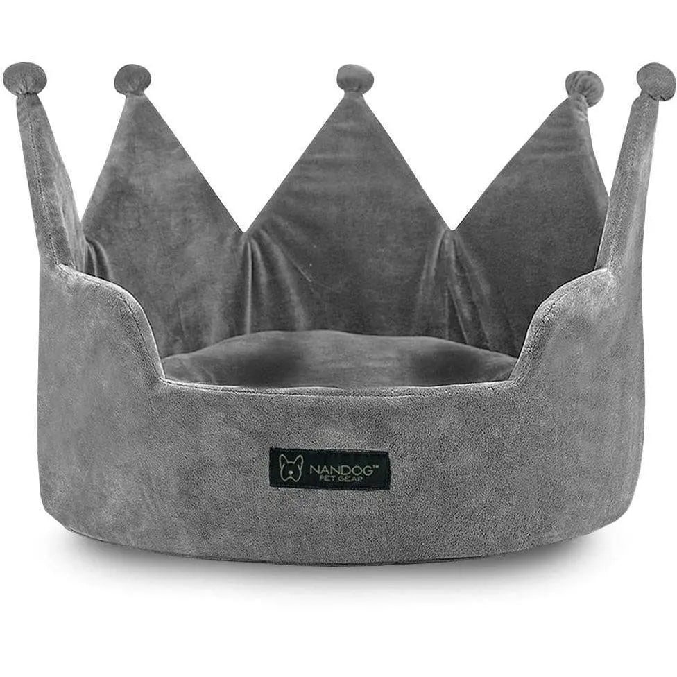 Crown Dog Bed Micro Plush Light Gray Nandog Pet Gear