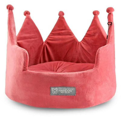 Crown Dog Bed Micro Plush Pink Nandog Pet Gear WP