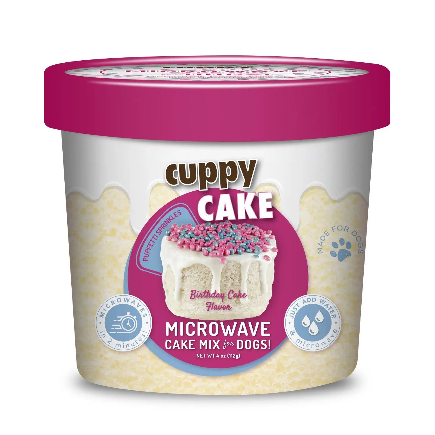 Cuppy Cake Microwave Cake in A Cup for Dogs Birthday Cake Flavored with Pupfetti Sprinkles Puppy Cake