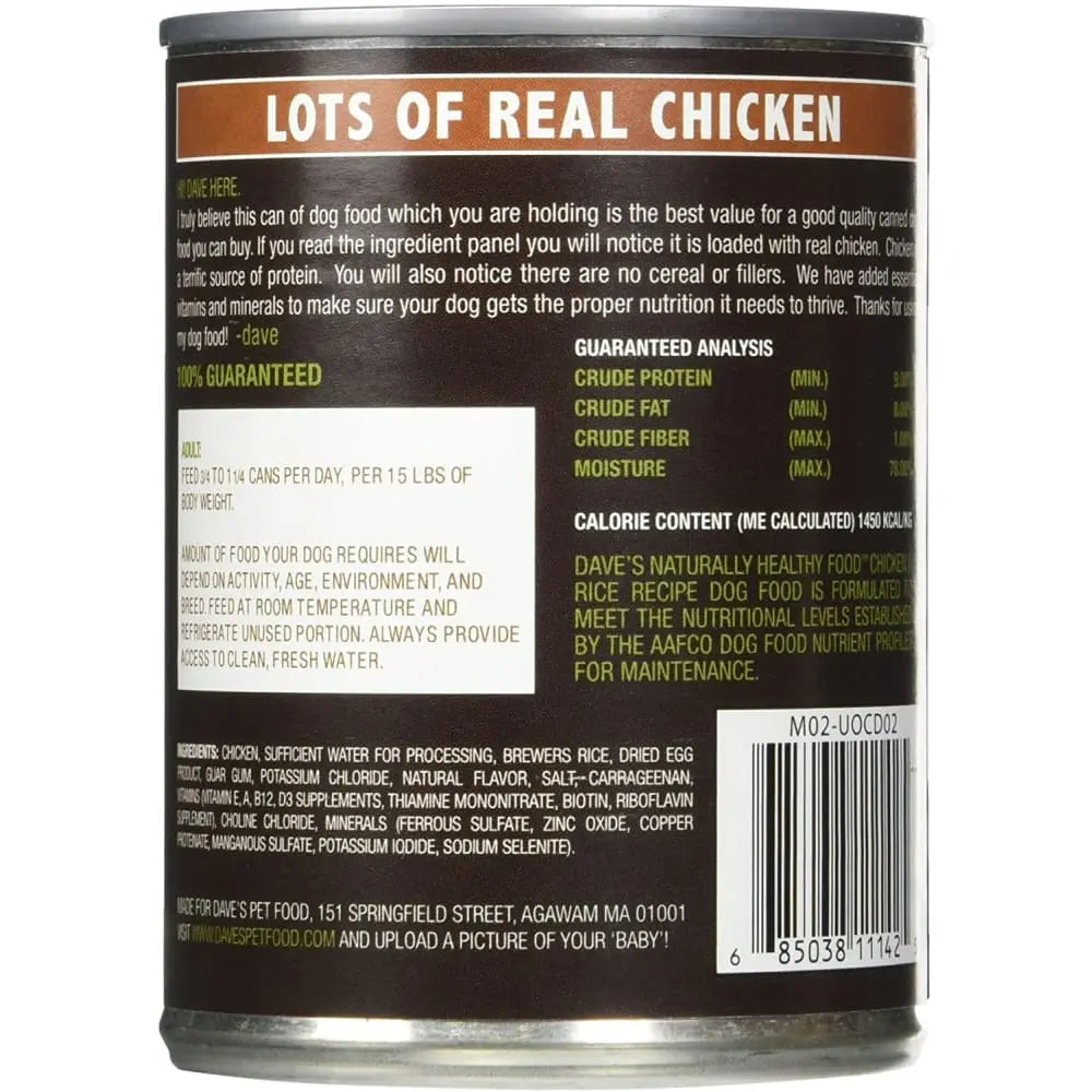 Dave's Pet Food Naturally Healthy Chicken & Rice Dog Food 13 Oz x 12 Count Dave's Pet Food