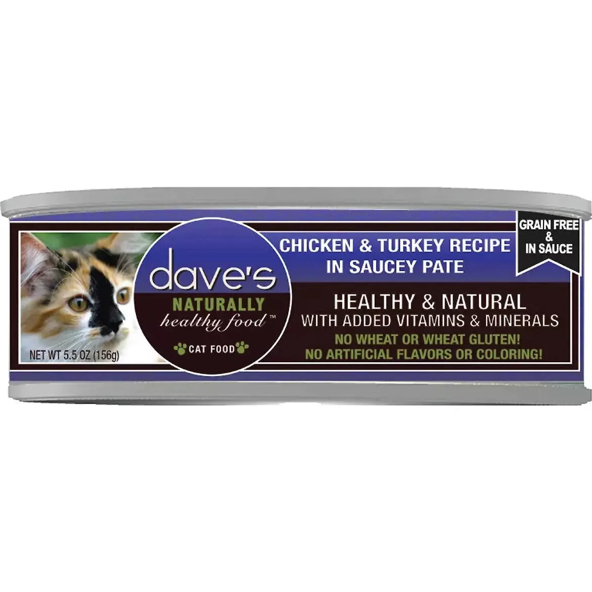 Dave's Pet Food Saucey Pate Grain Free Wet Cat Food 5.5oz can case of 24 Dave's Pet Food