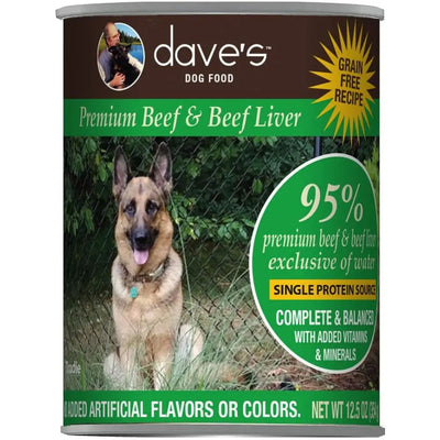 Dave's Pet Food™ 95% Premium Meat™ Grain Free Beef & Beef Liver Dog Food 13 Oz x 12 Count Dave's Pet Food