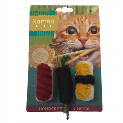 Dharma Dog Karma Cat Sushi Wool Cat Toys, Pack of 3 Assorted Toys Dharma Dog Karma Cat