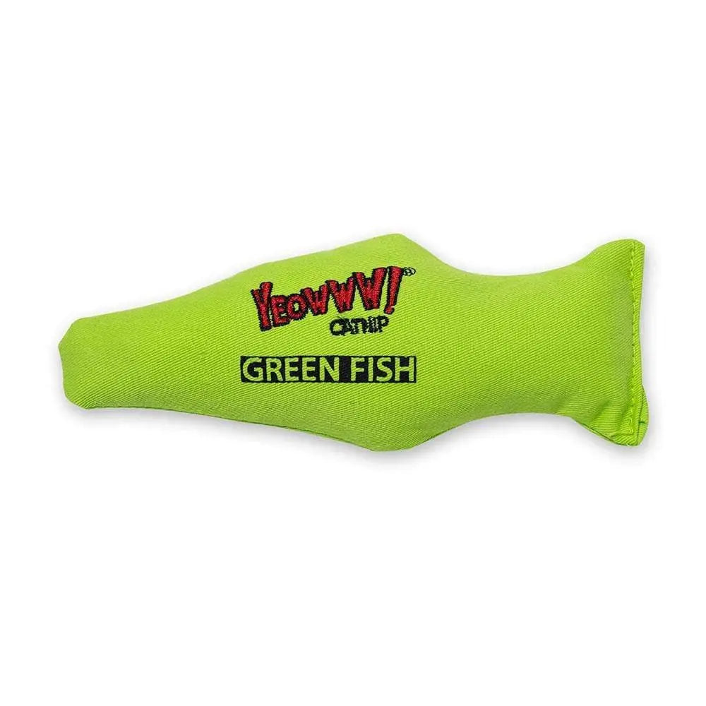 Ducky World Yeowww!® Fish Catnip Toys Green Color 7 Inch Ducky World Yeowww!®
