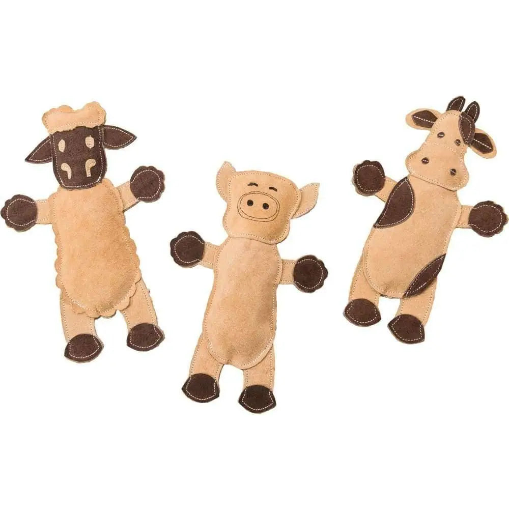 Dura-Fused Leather Barnyard Dog Toy Assorted Brown, Tan 11 in Ethical