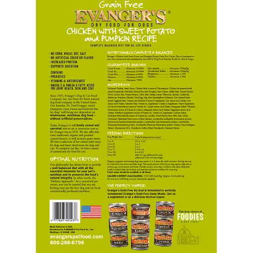 Evanger's Grain Free Chicken, Sweet Potato & Pumpkin Dry Dog Food Evanger's
