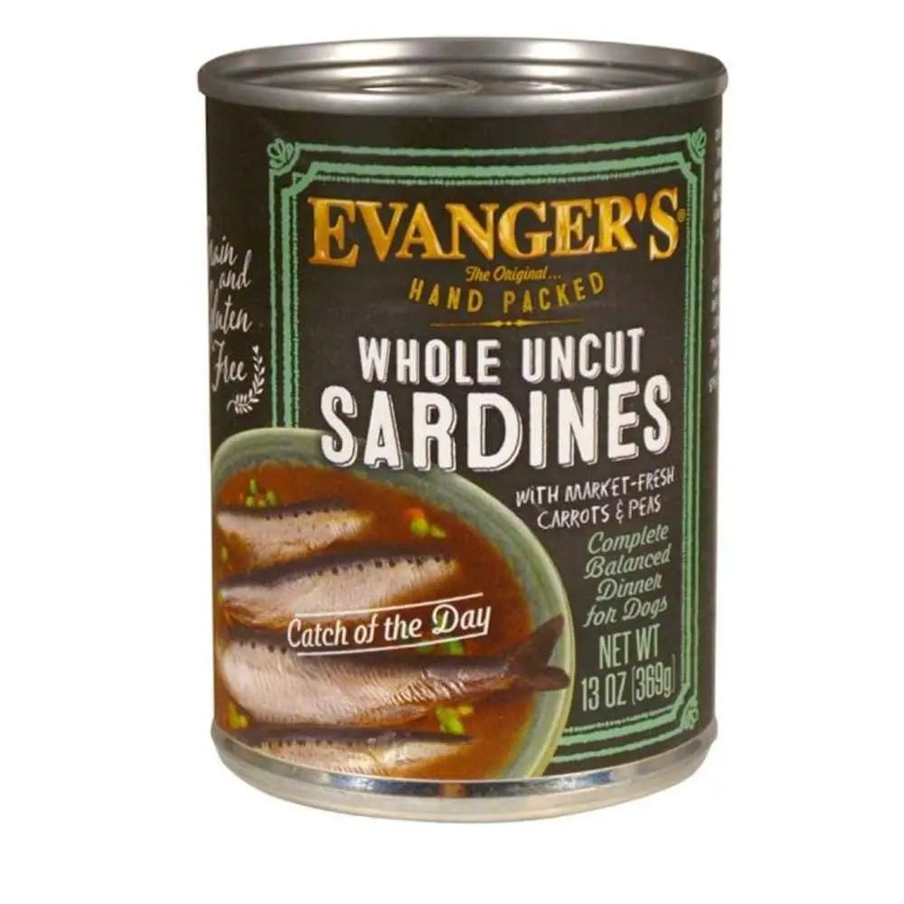 Evanger's Hand Packed Whole Uncut Sardines Canned Dog Food 12ea/12 oz Evanger's