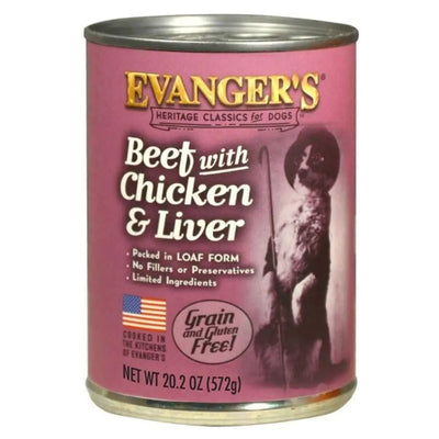Evanger's Heritage Classic Beef Chicken & Liver Canned Dog Food 12ea/20.2 oz Evanger's