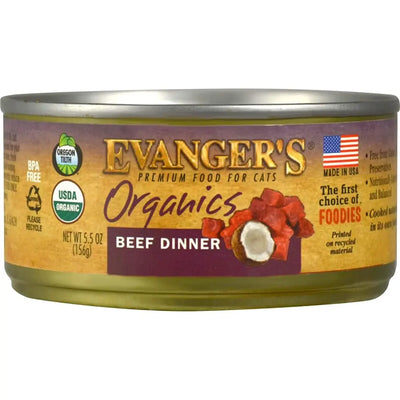 Evanger's Organics Beef Dinner Grain-Free Canned Cat Food Evanger's