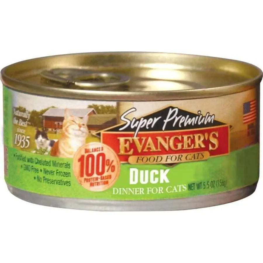Evanger's Super Premium Duck Dinner Canned Cat Wet Food 24ea/5.5 oz Evanger's