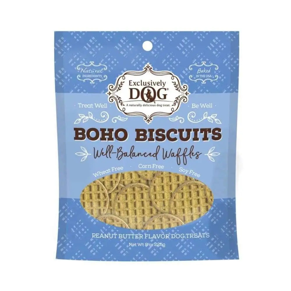 Exclusively Pet Boho Biscuits Well Balanced Waffles Peanut Butter Flavor Dog Treats 8 oz Exclusively Pet CPD