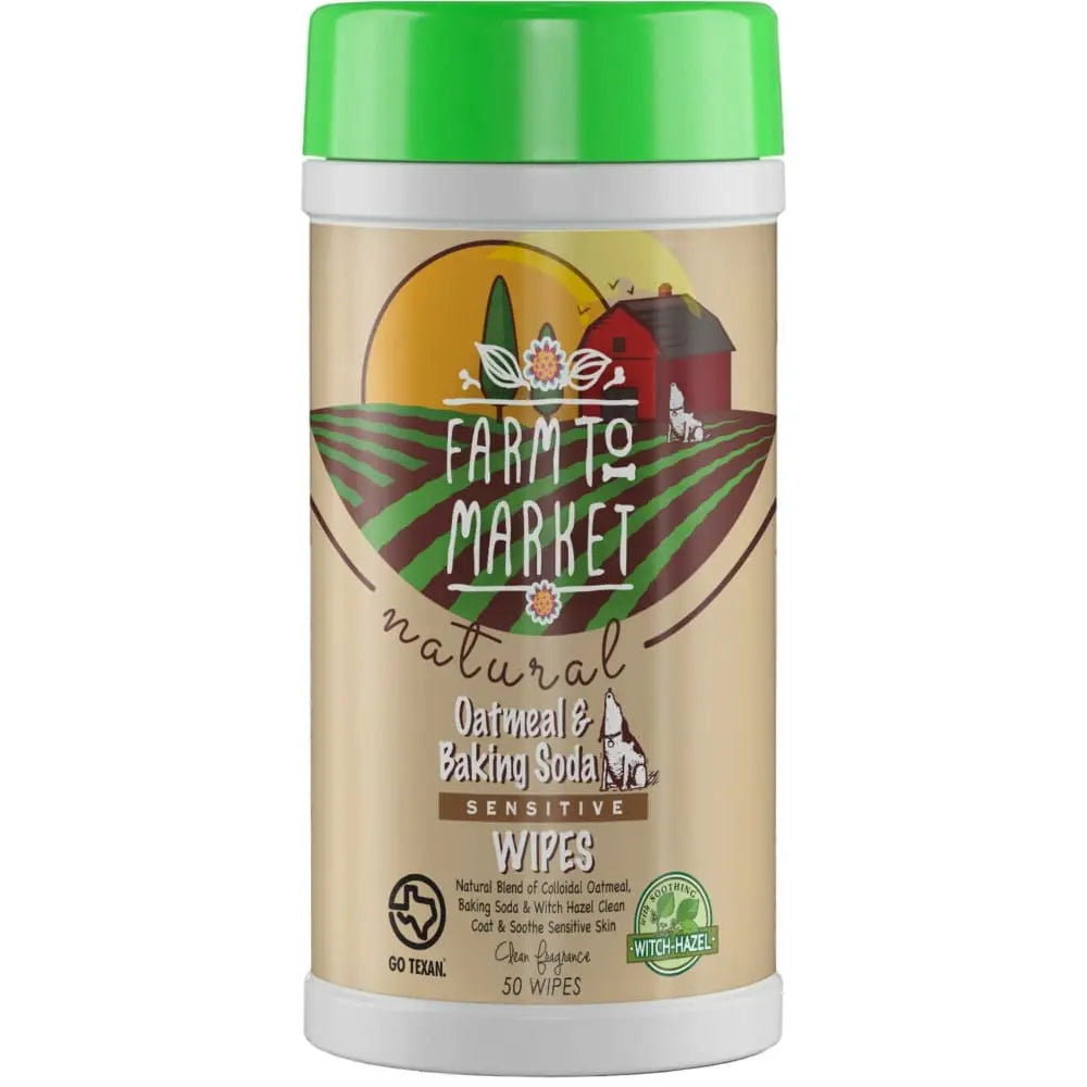 Farm to Market Natural Sensitive Oatmeal & Baking Soda Pet Wipes w/ Witch Hazel 50 ct Farm to Market