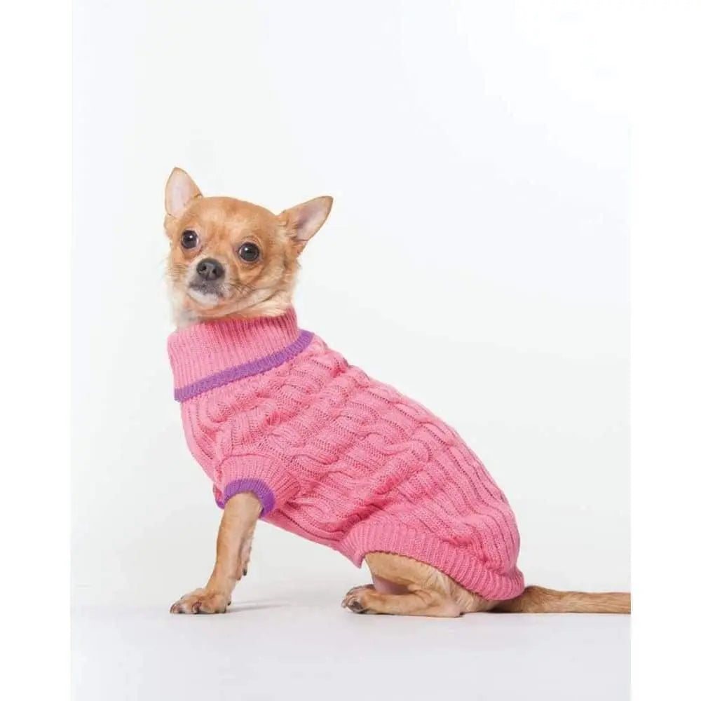 Fashion Pet Classic Cable Dog Sweater Pink Fashion Pet CPD