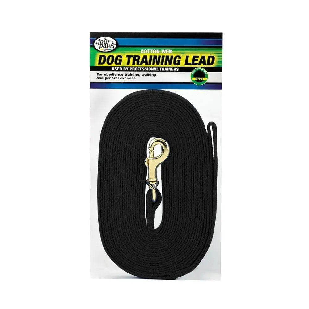 Four Paws® Cotton Web Dog Training Lead Black Color 20 Foot Four Paws®