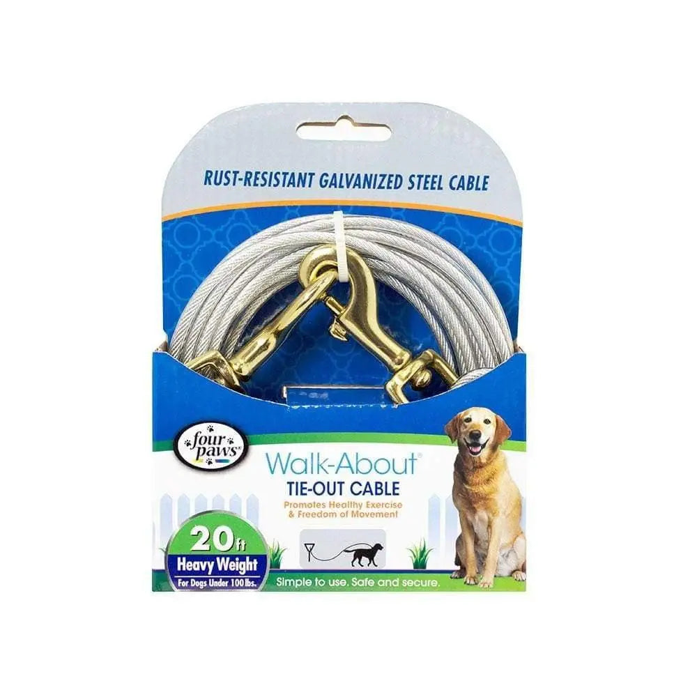 Four Paws® Heavy Weight Tie-Out Cable for Dog Silver Color 20 Foot Four Paws®
