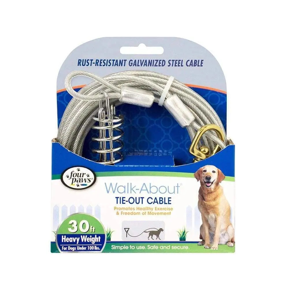 Four Paws® Heavy Weight Tie-Out Cable for Dog Silver Color 30 Foot Four Paws®