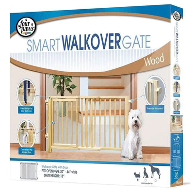 Four Paws® Walkover Wood Gate with Door for Dog 30-44 X 18 Inch Four Paws®