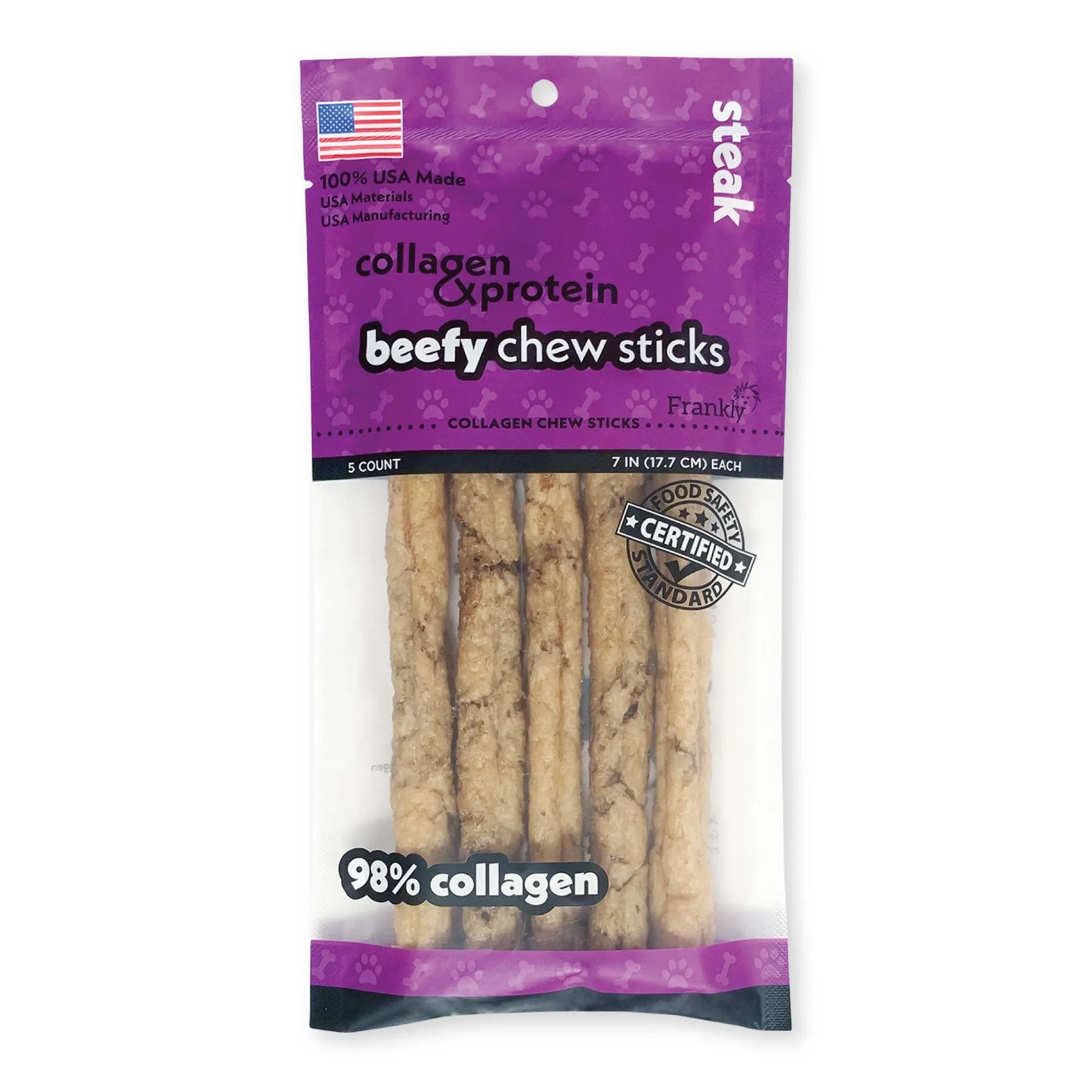 Frankly Pet Collagen Mega Beefy Chew Steak Sticks Dog Treat Frankly Pet