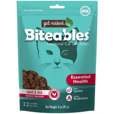 Get Naked Essential Health Biteables Soft Cat Treats Land and Sea Flavor Get Naked