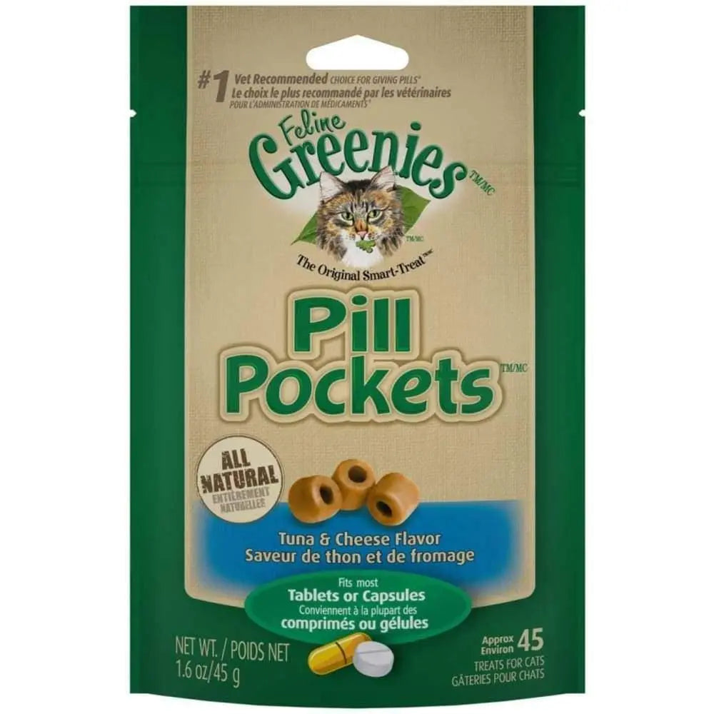 Greenies FELINE Pill Pockets Tuna & Cheese Flavor Cat Treats 1.6 oz, 45 ct Greenies CPD