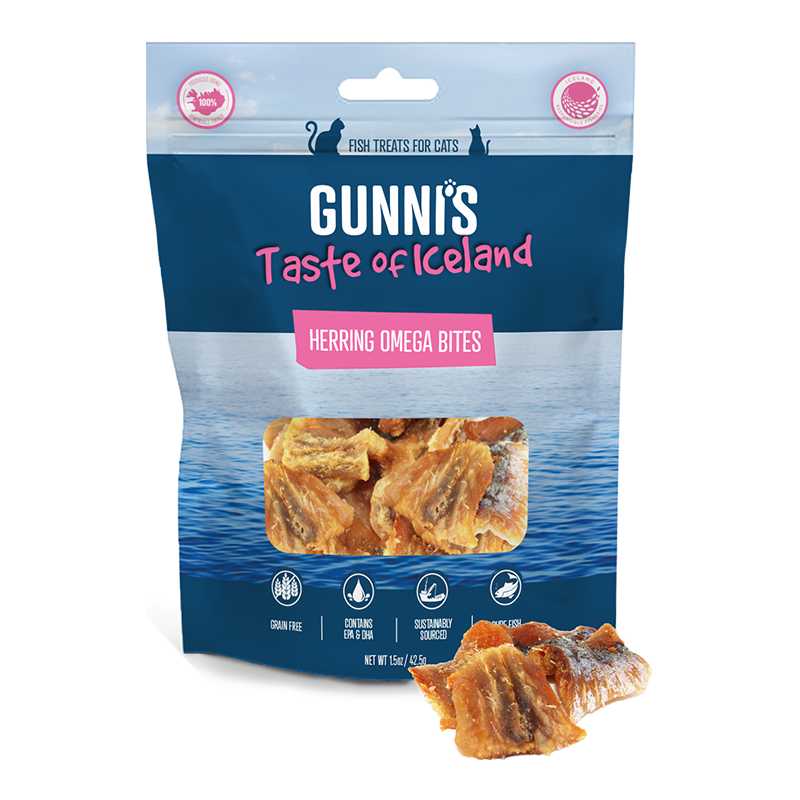 Gunni's Omega Rich  Herring Meat Bites Cat Treats 1.5oz Gunni's Taste of Iceland
